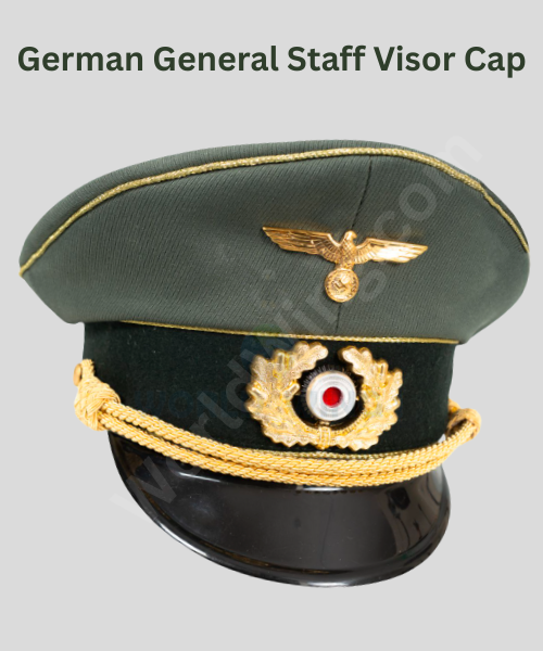 WW2 German General Staff Gabardine Visor Cap – With Eagle & Wreath Insignia (Field Grey)