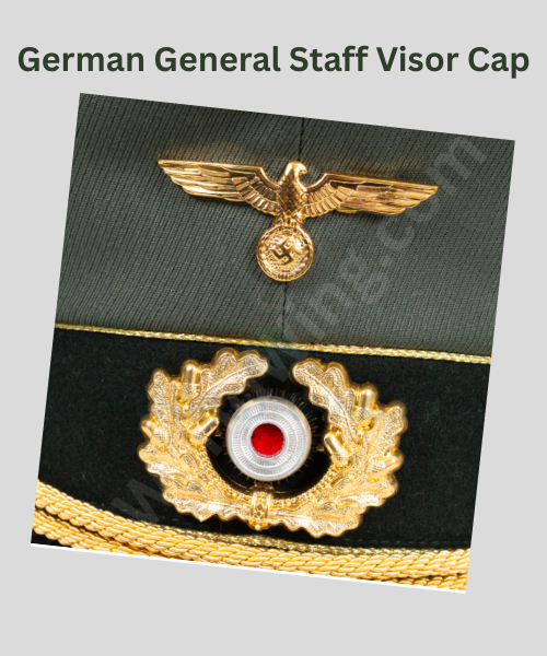WW2 German General Staff Gabardine Visor Cap – With Eagle & Wreath Insignia (Field Grey) - Image 3