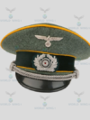 German Army Officer Visor Cap – Military Field Grey – Golden Yellow Piping – Reproduction Military Style Peaked Cap
